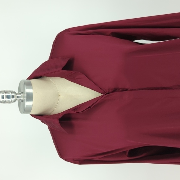 Catherine Regehr Satin Ruffle Hem Shirtdress Red M preppy coastal grandma spring - Picture 3 of 8